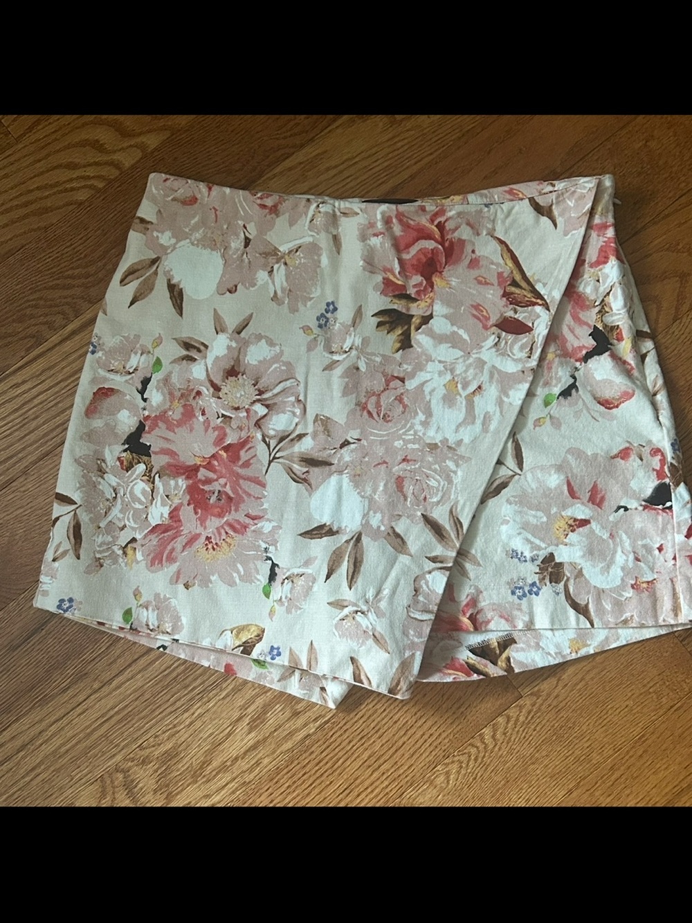 NWT Express Floral Linen Blend Wrap Skort Envelope Mini Cottagecore Sz 10